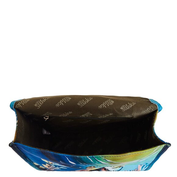 Leather Hand Painted Top Handle Handbag Purse With Turtle Artwork, Crossbody Bag - Picture 5 of 9